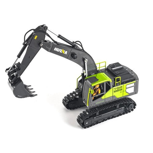 Huina 1661 1:18 Die-Cast Metal RC Excavator – 11CH Radio Control Construction Vehicle with LED Lights