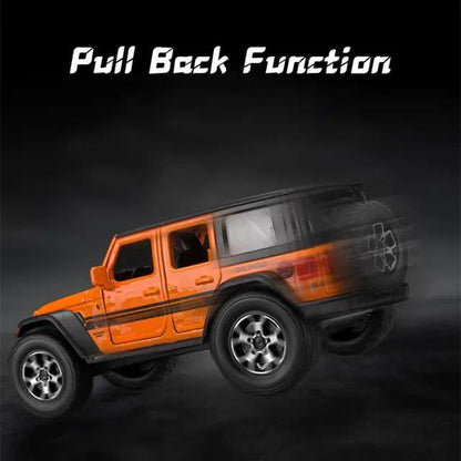 1:32 Scale Exclusive Alloy Metal Pull Back Die-cast Car Model with Sound Light Mini Auto Toy for Kids Metal Model Toy Car with Sound and Light? (Wrangler Rubicon -Orange)