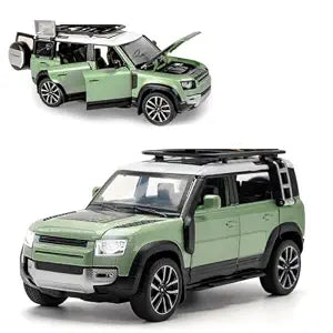 Range Rover Defender 1:32 Scale Model Car Exclusive Alloy Metal Pull Back Die-cast Car Metal Pullback Toy car with Openable Doors & Light Music Best Gifts Toys Kids【Colors as Per Stock】