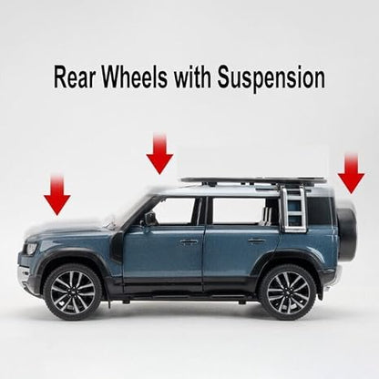 Range Rover Defender 1:32 Scale Model Car Exclusive Alloy Metal Pull Back Die-cast Car Metal Pullback Toy car with Openable Doors & Light Music Best Gifts Toys Kids【Colors as Per Stock】