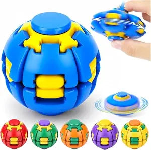 Press to Spin Fidget Spinner, Spin Stress Ball Sensory Fidget Toys |Push Transformable Fidget Ball for Adults Teens Anxiety Stress Relief Fidgets Office Desk Toy (Pack of 1)