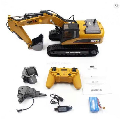 Huina 1580 23-Channel 1:14 Full-Scale Large Alloy Electric Excavator Digging Remote Control Engineering Vehicle Model