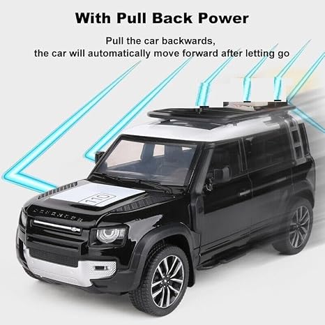 Range Rover Defender 1:32 Scale Model Car Exclusive Alloy Metal Pull Back Die-cast Car Metal Pullback Toy car with Openable Doors & Light Music Best Gifts Toys Kids【Colors as Per Stock】