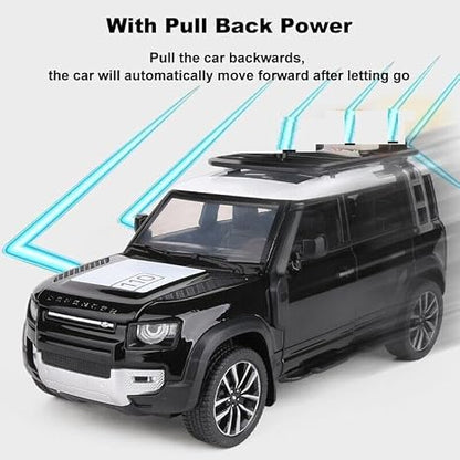 Range Rover Defender 1:32 Scale Model Car Exclusive Alloy Metal Pull Back Die-cast Car Metal Pullback Toy car with Openable Doors & Light Music Best Gifts Toys Kids【Colors as Per Stock】