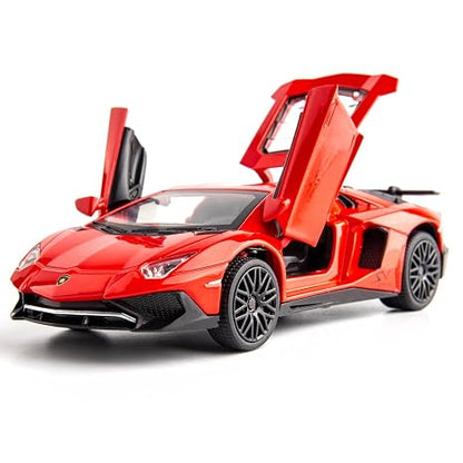 1:32 Scale Exclusive Alloy Metal Pull Back Die-cast Car Model with Sound Light Mini Auto Toy for Kids Metal Model Toy Car with Sound and Light? (Lamborgini RED-1)