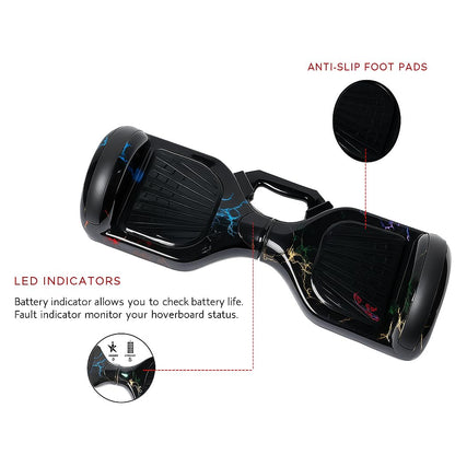 6.5 Inch Fast and Agile Hoverboard | Responsive Control and Robust Motor Power | LED LIghts Up Wheels | Bluetooth Speaker | Multi Colour| 120 kg capacity.