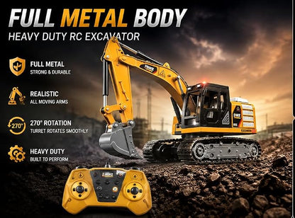 Premium Heavy Duty Engineering RC Excavator | 1:64 Scale Alloy Vehicle| mini excavator