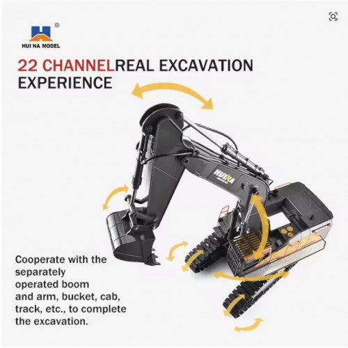 HUINA 1592 RC Excavator 1:14 Scale 22 Channels 2.4G Semi-Alloy Remote control Engineering Crawler
