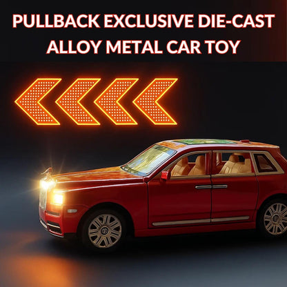1:24 Scale Diecast Pull Back Rolls-Royace Cullinan Miniature SUV Model Car Toy Zinc Alloy Openable Doors Permium Realistic Metal Car Sound Light Toy for Kids 3+ Boy Girl