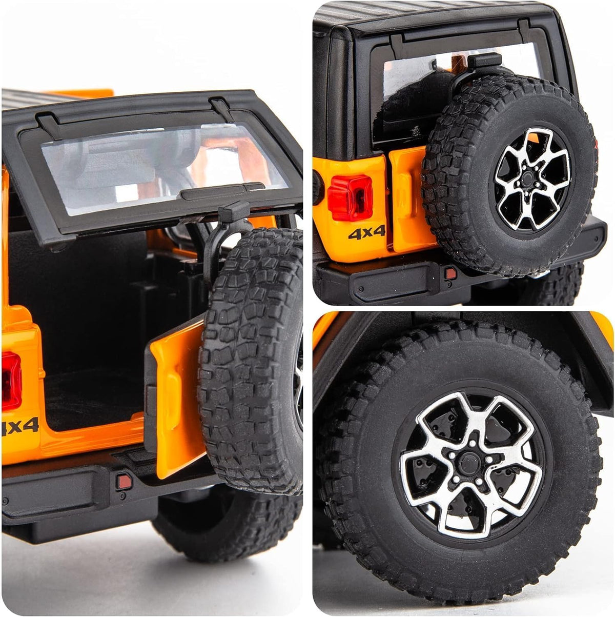 1:32 Scale Exclusive Alloy Metal Pull Back Die-cast Car Model with Sound Light Mini Auto Toy for Kids Metal Model Toy Car with Sound and Light? (Wrangler Rubicon -Orange)