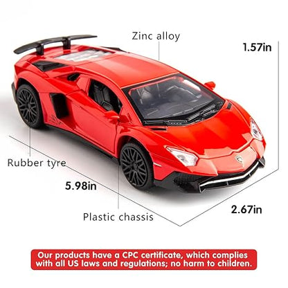 1:32 Scale Exclusive Alloy Metal Pull Back Die-cast Car Model with Sound Light Mini Auto Toy for Kids Metal Model Toy Car with Sound and Light? (Lamborgini RED-1)