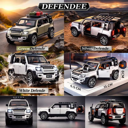 Range Rover Defender 1:32 Scale Model Car Exclusive Alloy Metal Pull Back Die-cast Car Metal Pullback Toy car with Openable Doors & Light Music Best Gifts Toys Kids【Colors as Per Stock】