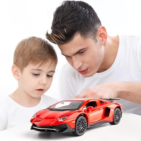 1:32 Scale Exclusive Alloy Metal Pull Back Die-cast Car Model with Sound Light Mini Auto Toy for Kids Metal Model Toy Car with Sound and Light? (Lamborgini RED-1)