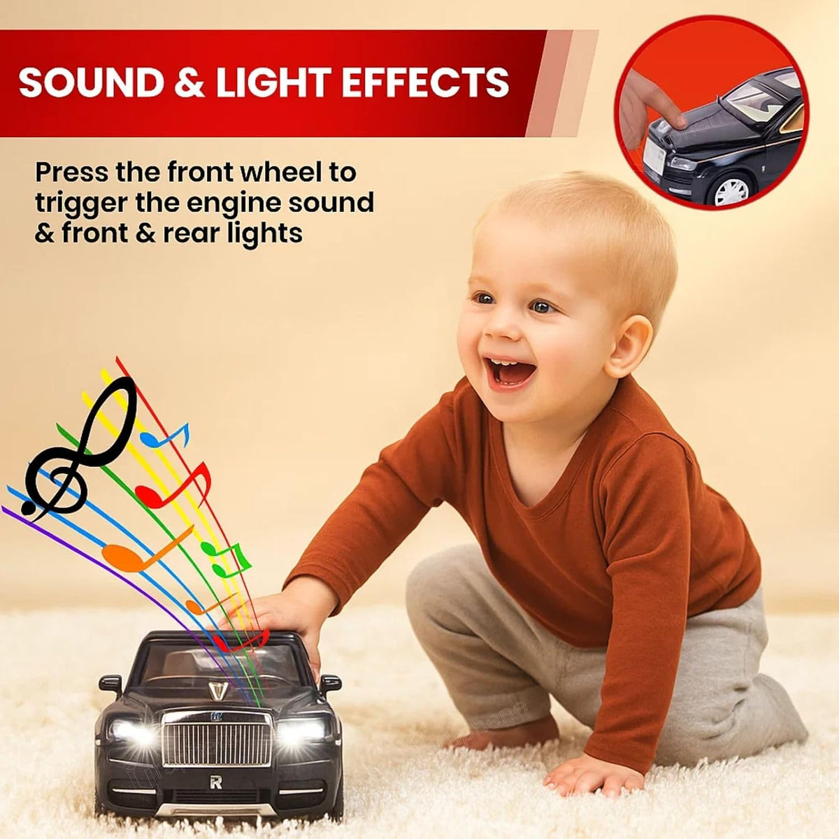 1:24 Scale Diecast Pull Back Rolls-Royace Cullinan Miniature SUV Model Car Toy Zinc Alloy Openable Doors Permium Realistic Metal Car Sound Light Toy for Kids 3+ Boy Girl