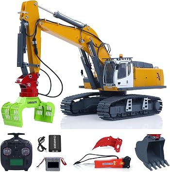 KABOLITE 1/18 K962 100S Remote Control Hydraulic Excavator RC Digger Electric Claw Ripper Hammer Construction Car Machine Model for Ages 14+