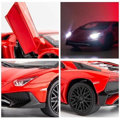 1:32 Scale Exclusive Alloy Metal Pull Back Die-cast Car Model with Sound Light Mini Auto Toy for Kids Metal Model Toy Car with Sound and Light? (Lamborgini RED-1)