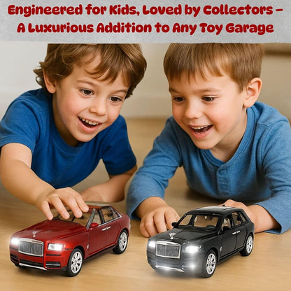 1:24 Scale Diecast Pull Back Rolls-Royace Cullinan Miniature SUV Model Car Toy Zinc Alloy Openable Doors Permium Realistic Metal Car Sound Light Toy for Kids 3+ Boy Girl