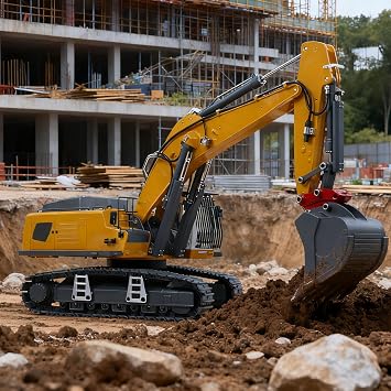 KABOLITE 1/18 K962 100S Remote Control Hydraulic Excavator RC Digger Electric Claw Ripper Hammer Construction Car Machine Model for Ages 14+