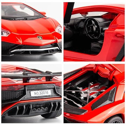1:32 Scale Exclusive Alloy Metal Pull Back Die-cast Car Model with Sound Light Mini Auto Toy for Kids Metal Model Toy Car with Sound and Light? (Lamborgini RED-1)