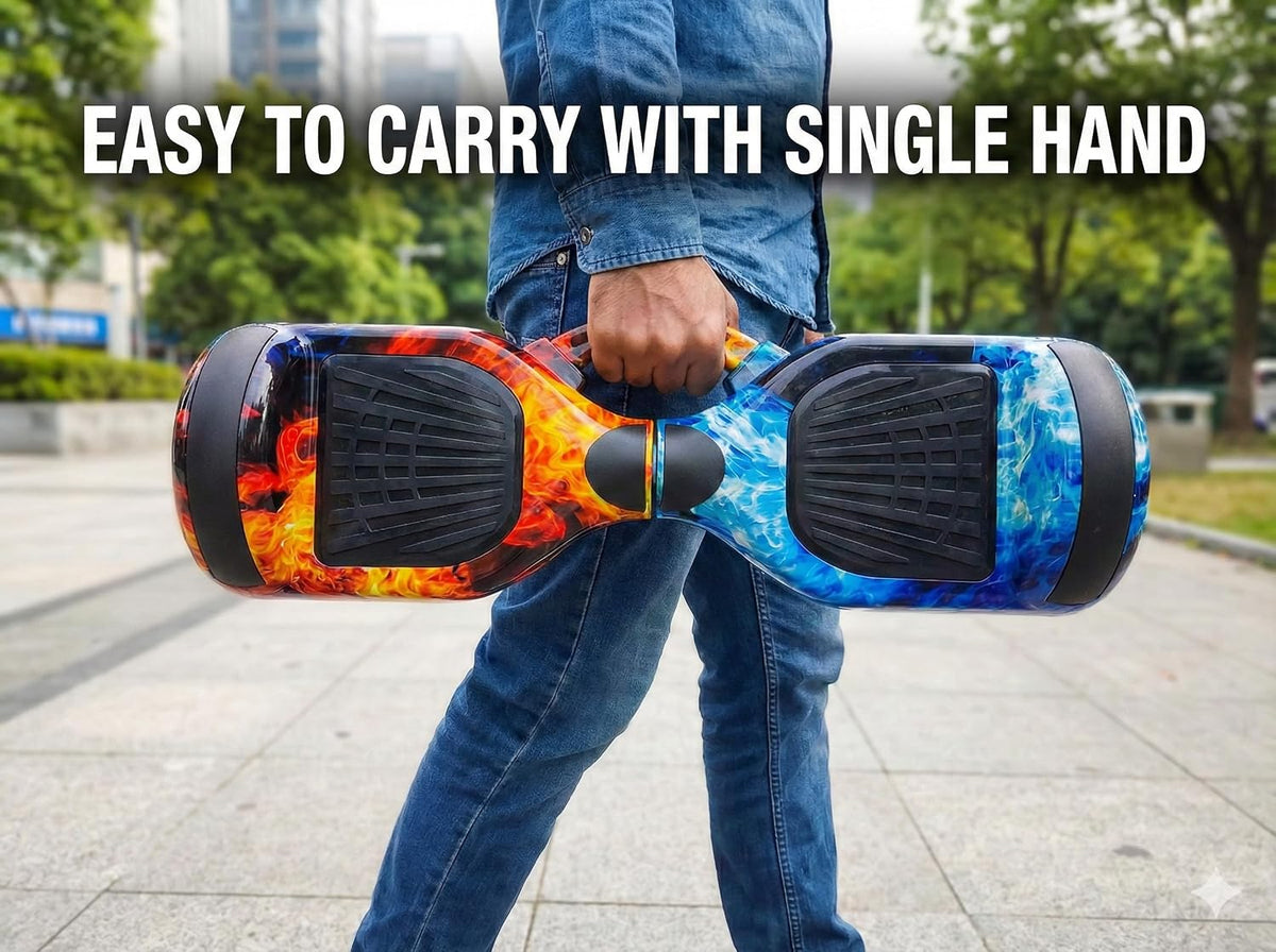 6.5 Inch Fast and Agile Hoverboard | Responsive Control and Robust Motor Power | LED LIghts Up Wheels | Bluetooth Speaker | Multi Colour| 120 kg capacity.